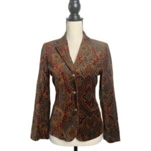 Lauren Ralph Lauren Vintage Velvet Paisley Single Breasted Blazer